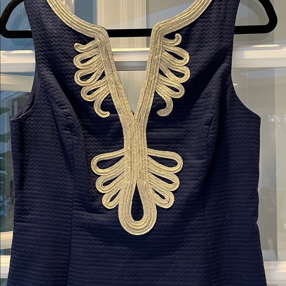 Lilly Pulitzer Navy Blue/Gold Dress - Sz 4 - Picture 2 of 4